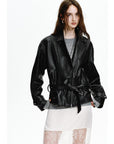 Firelady Fur Women's Sheepskin Moto Jacket Modern Times - Trendy Biker Coat