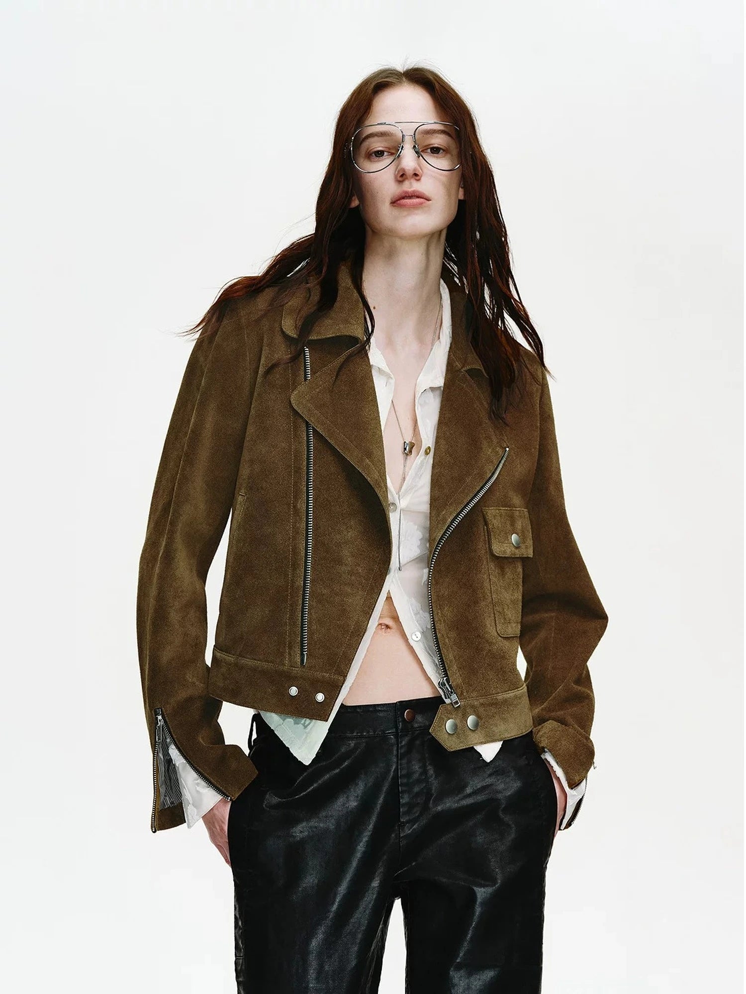 Firelady Fur Women's Leather Biker Jacket - Vintage Movie Style