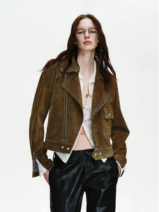 Veste de motard en cuir pour femme Firelady Fur - Style cinéma vintage