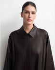 THE ARTM Women's Lambskin Leather Trench Coat - Long A-Line Raglan Sleeve Jacket