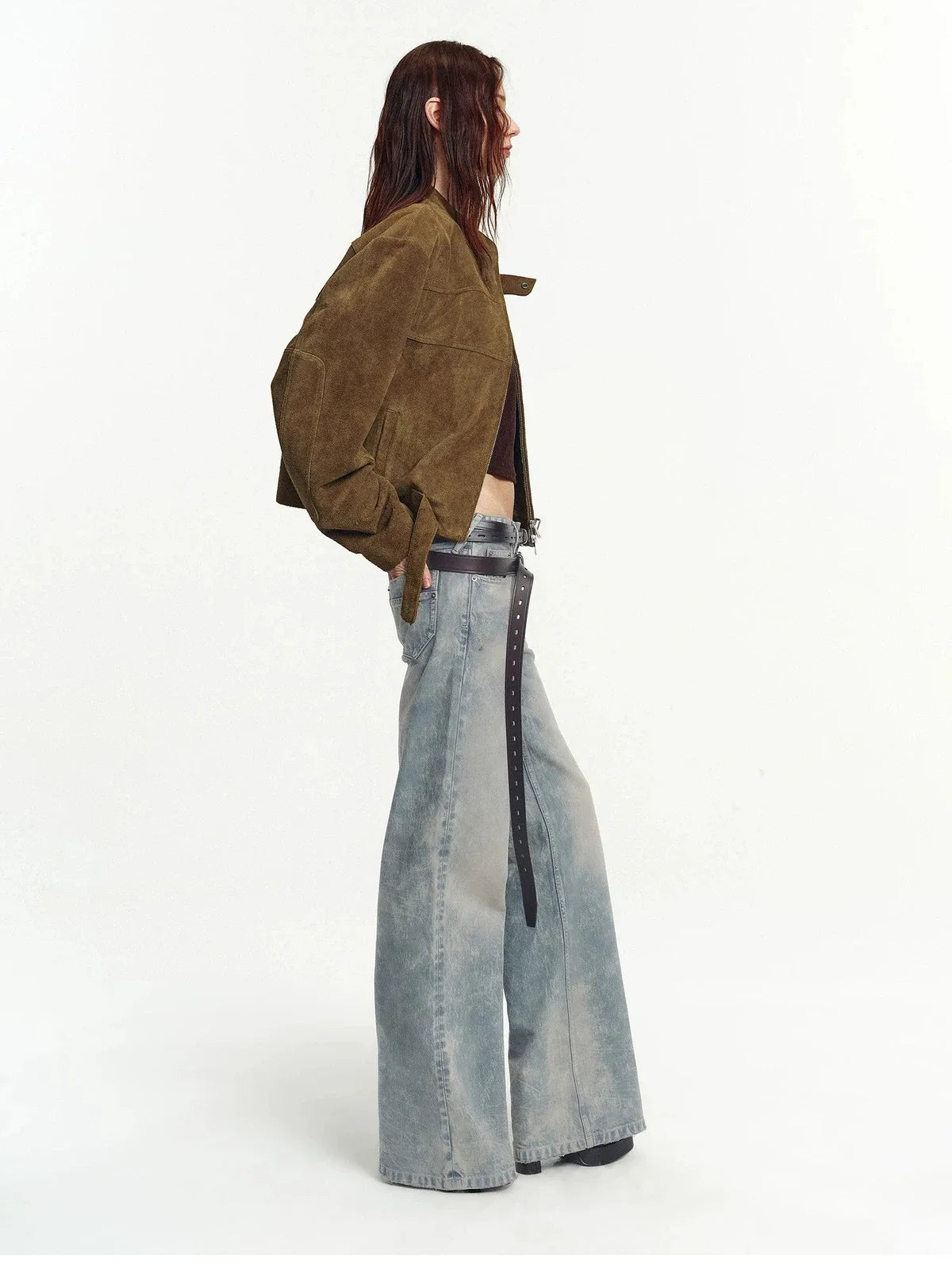 Caramel Mountain suede leather biker jacket - 07