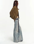 Caramel Mountain suede leather biker jacket - 07