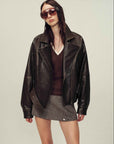 Firelady Fur Women's Two - Tone Waxed Sheepskin Leather Jacket - Belted Lapel Short Coat "Modern Queen" - variant_title