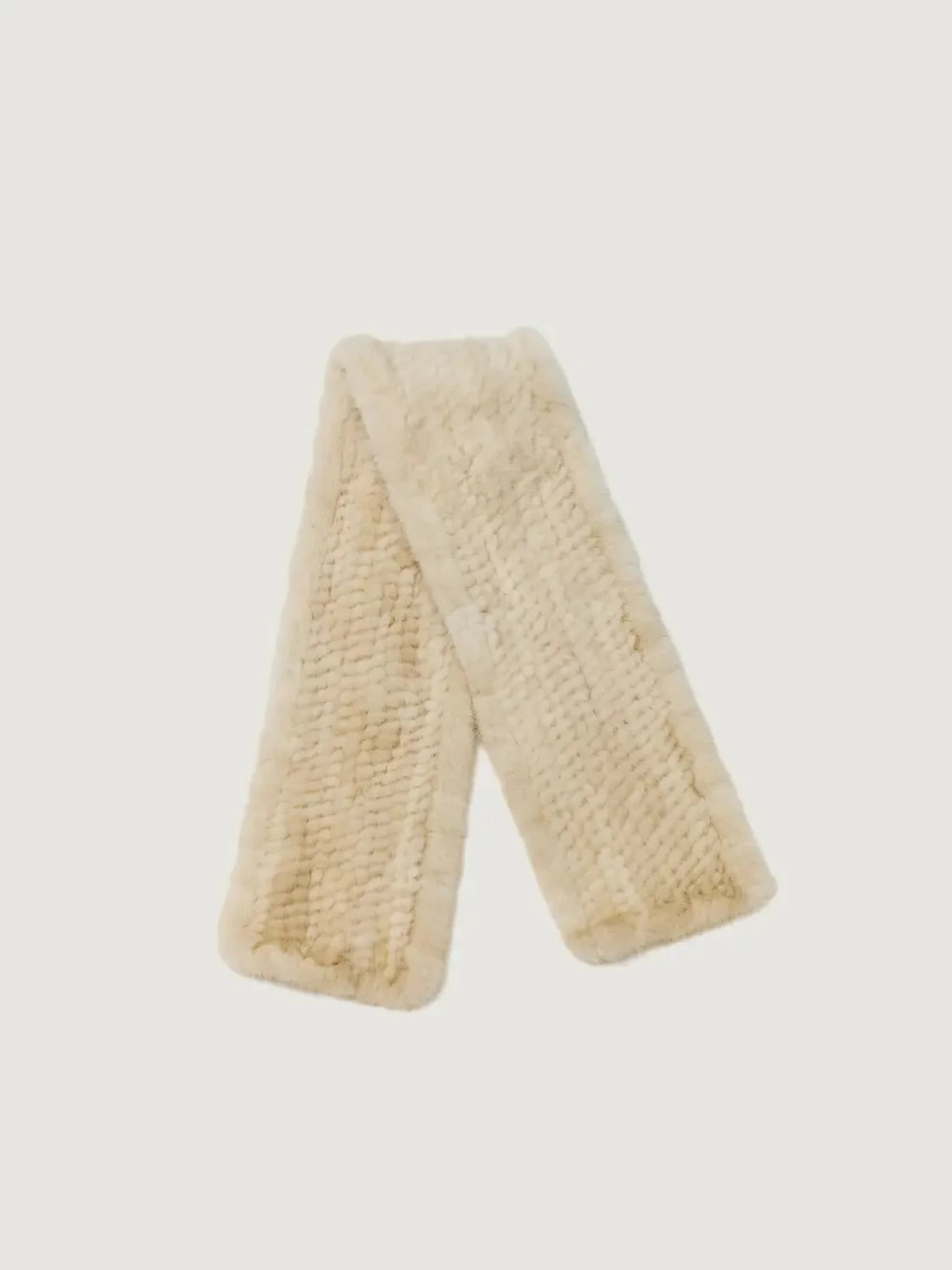 Women's woven mink fur scarf in Pearl White – product and material detail | Firelady Fur