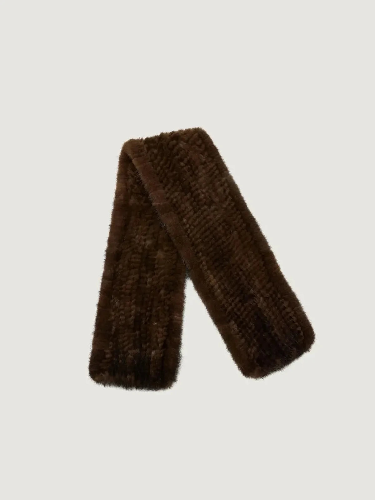 Women's woven mink fur scarf in Raw Coffee – product and material detail | Firelady Fur