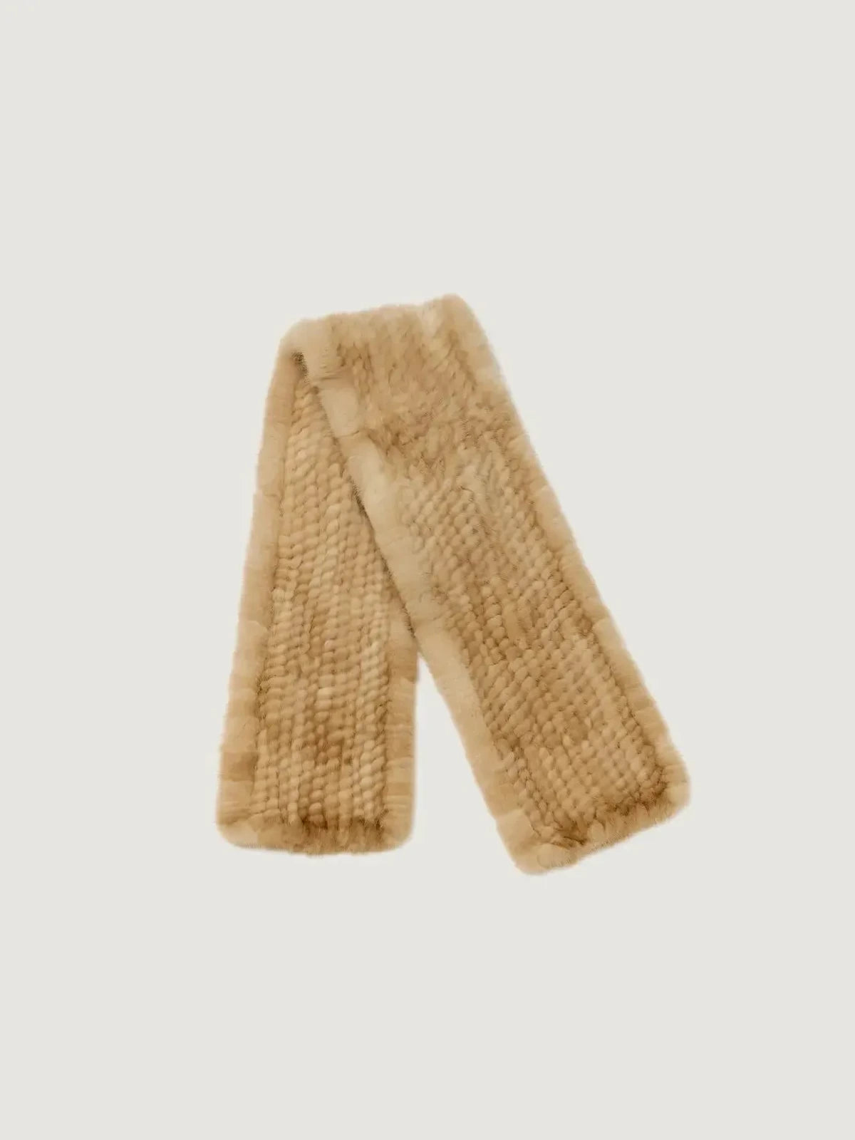 Women's woven mink fur scarf in Beige – product and material detail | Firelady Fur