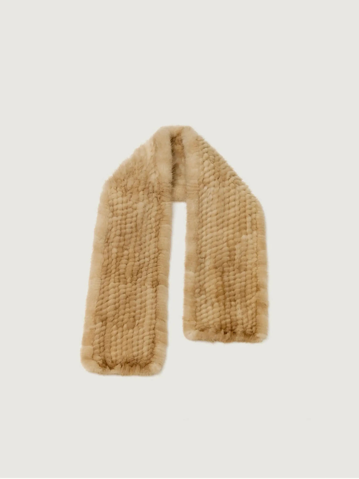 Women's woven mink fur scarf in Beige – product and material detail | Firelady Fur