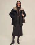 Firelady Fur Ode to the Stars black down parka styled full-body with detachable Tokaj fur collar