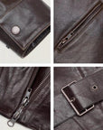 Firelady Fur Women's Two-Tone Waxed Sheepskin Leather Jacket-Belted Lapel Short Coat "Modern Queen"