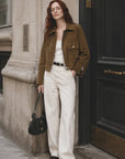 Movie Era suede biker jacket - Green street view