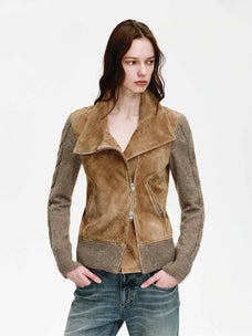 Nishino Twilight Italian sheepskin jacket - Apricot front view