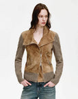 Nishino Twilight Italian sheepskin jacket - Apricot front view