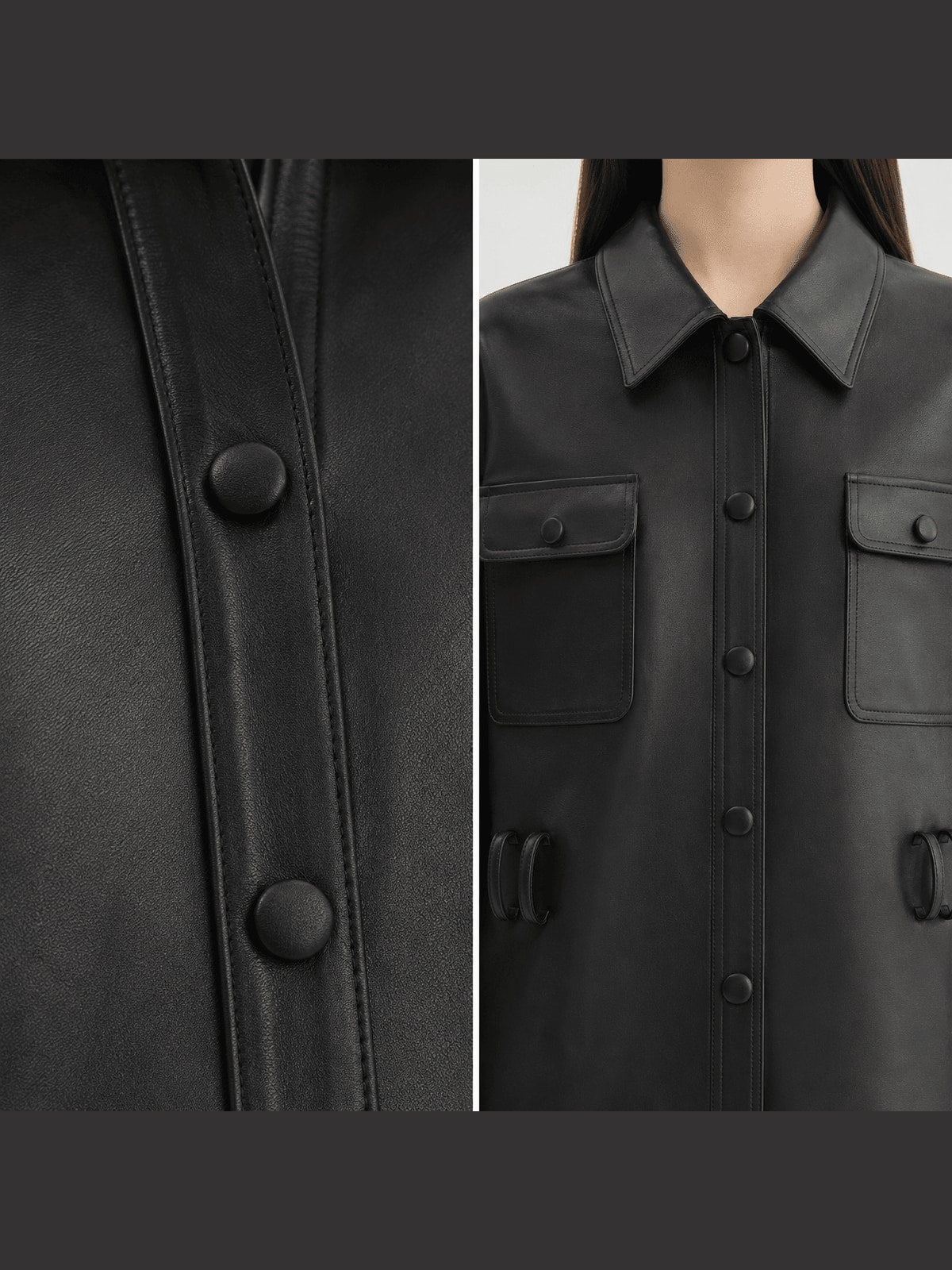 Letrans Women's Cropped Belted Leather Safari Jacket “Twilight Knight”Firelady Fur
