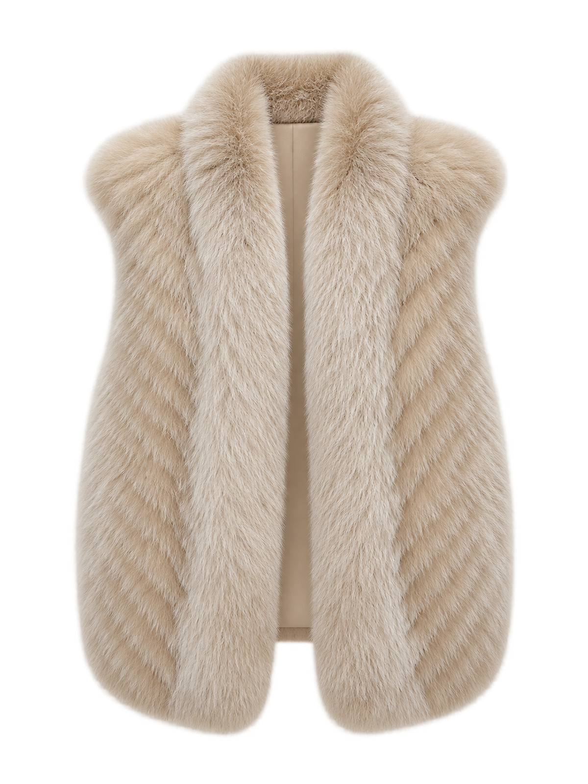 Firelady Fur Women's Finnish Saga Fox Fur Vest – Diagonal Piecing &amp; Curved Stand Collar