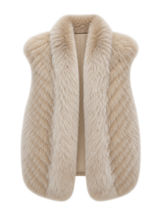 Firelady Fur Women's Finnish Saga Fox Fur Vest – Diagonal Piecing & Curved Stand Collar