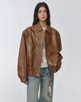 Fashionable Luke yellowish brown waxed leather jacket
