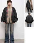 Firelady Fur Urban Warmth women's Black detachable wolf fur collar parka front and back views