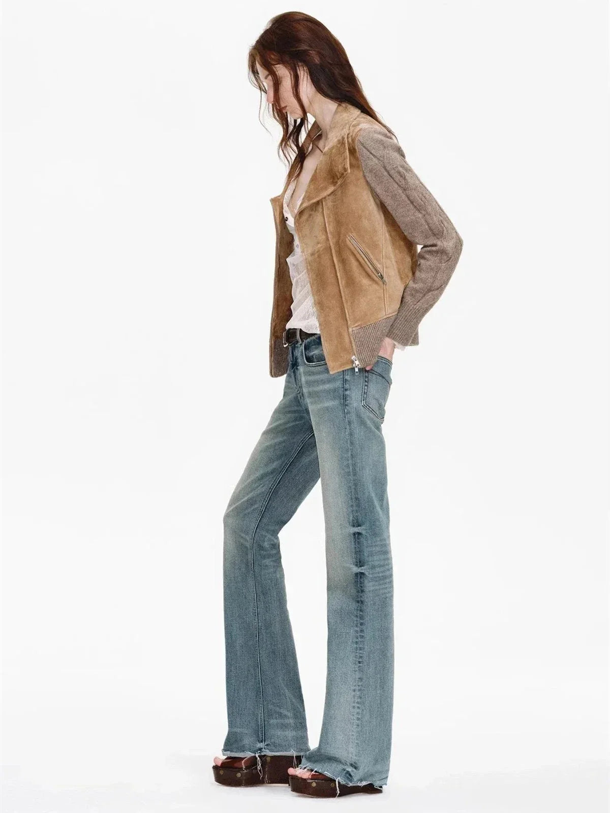 Nishino Twilight Italian sheepskin jacket - Apricot side view