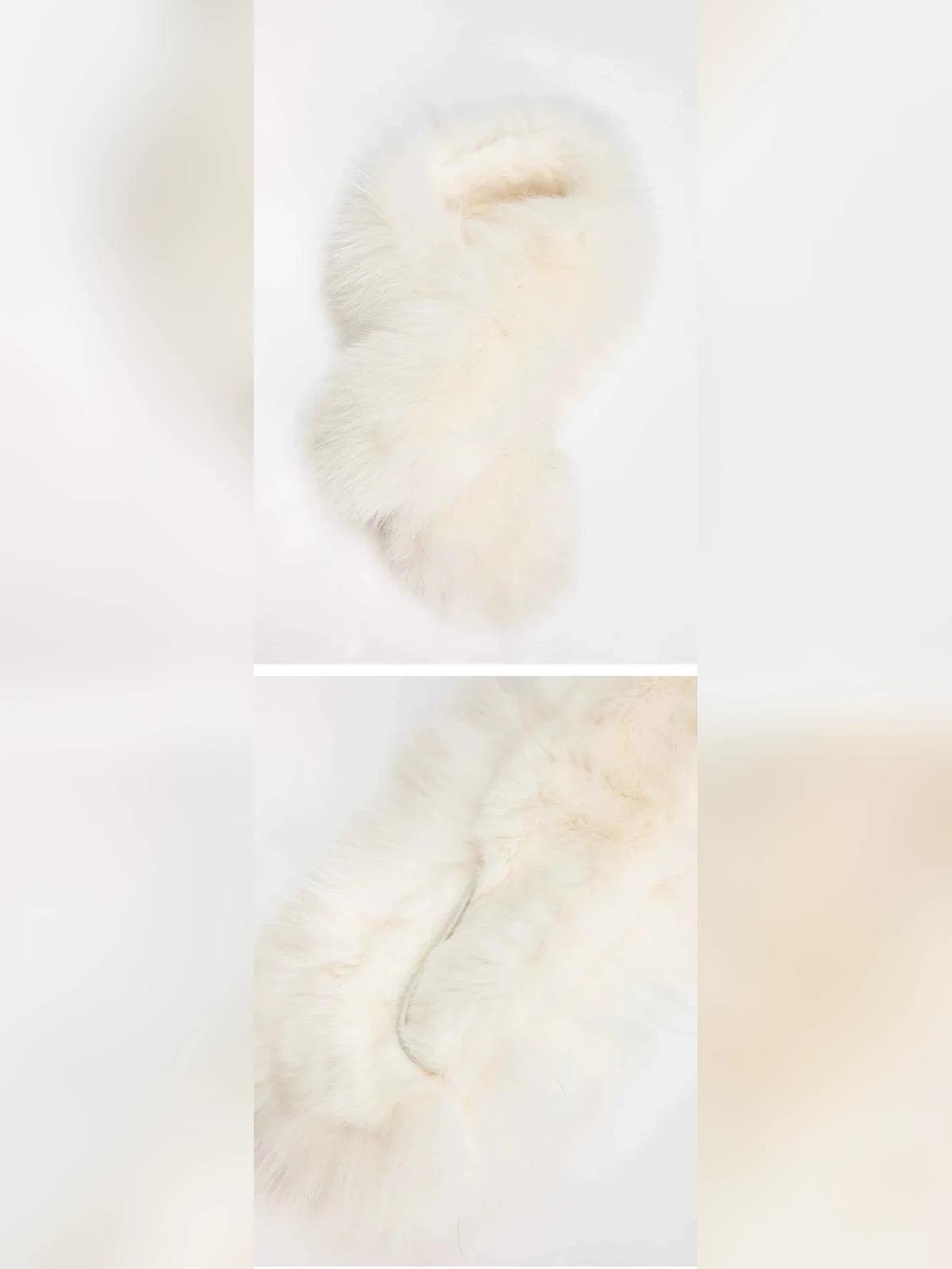 Women's double-sided fox fur scarf in Milky White – product and material detail | Firelady Fur