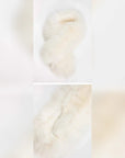 Women's double-sided fox fur scarf in Milky White – product and material detail | Firelady Fur