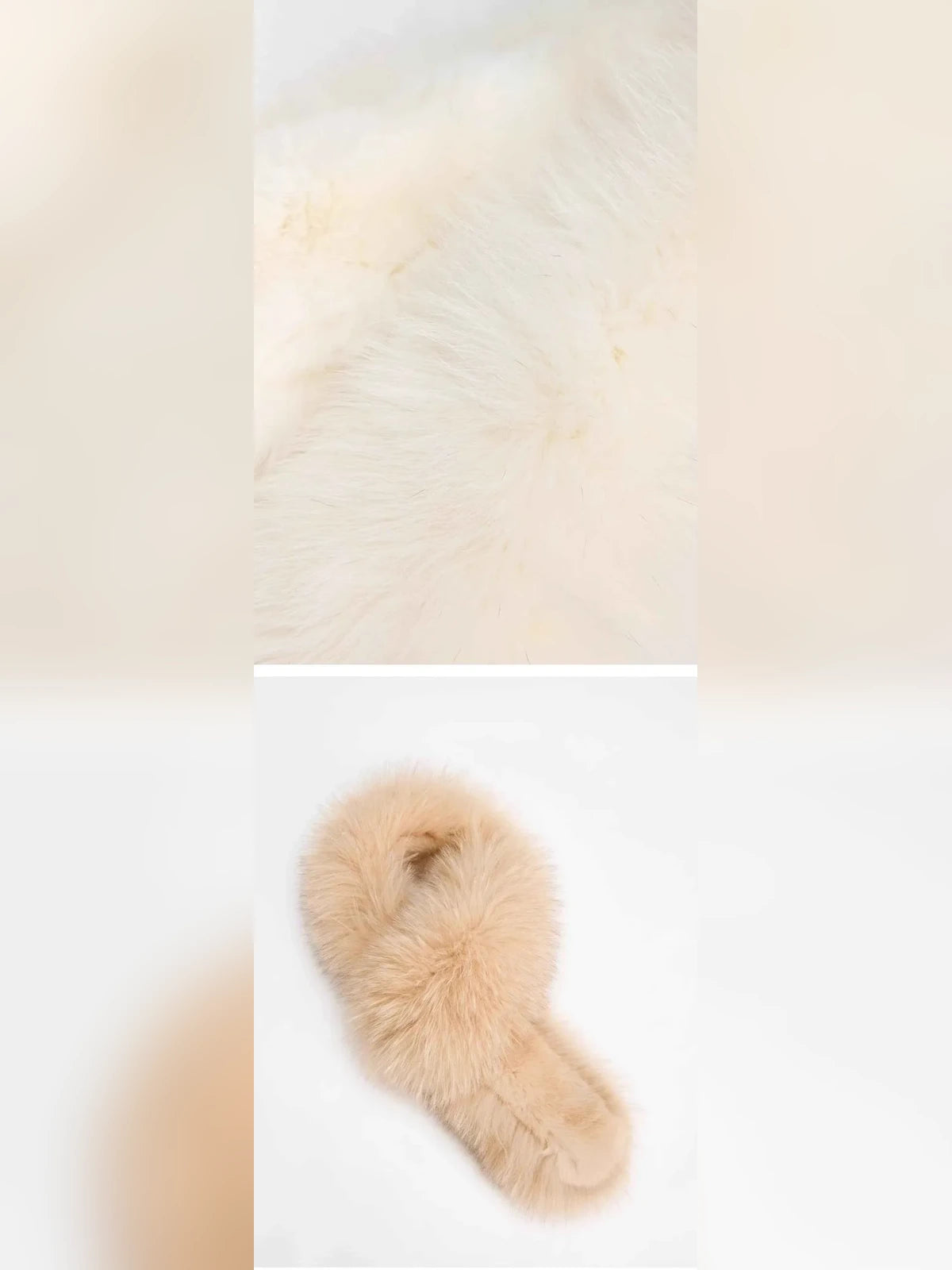 Women's double-sided fox fur scarf in Milky White – product and material detail | Firelady Fur