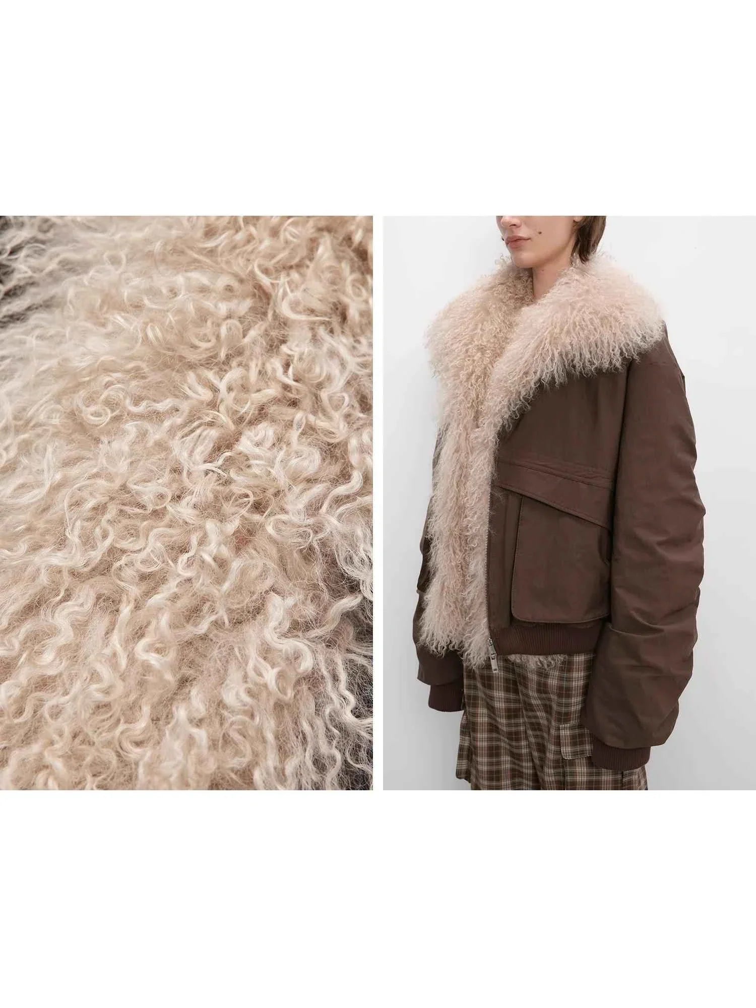 Fireladyfur Winter is Coming faux fur collar texture and brown parka side detail