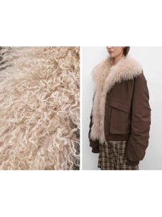 Fireladyfur Winter is Coming faux fur collar texture and brown parka side detail