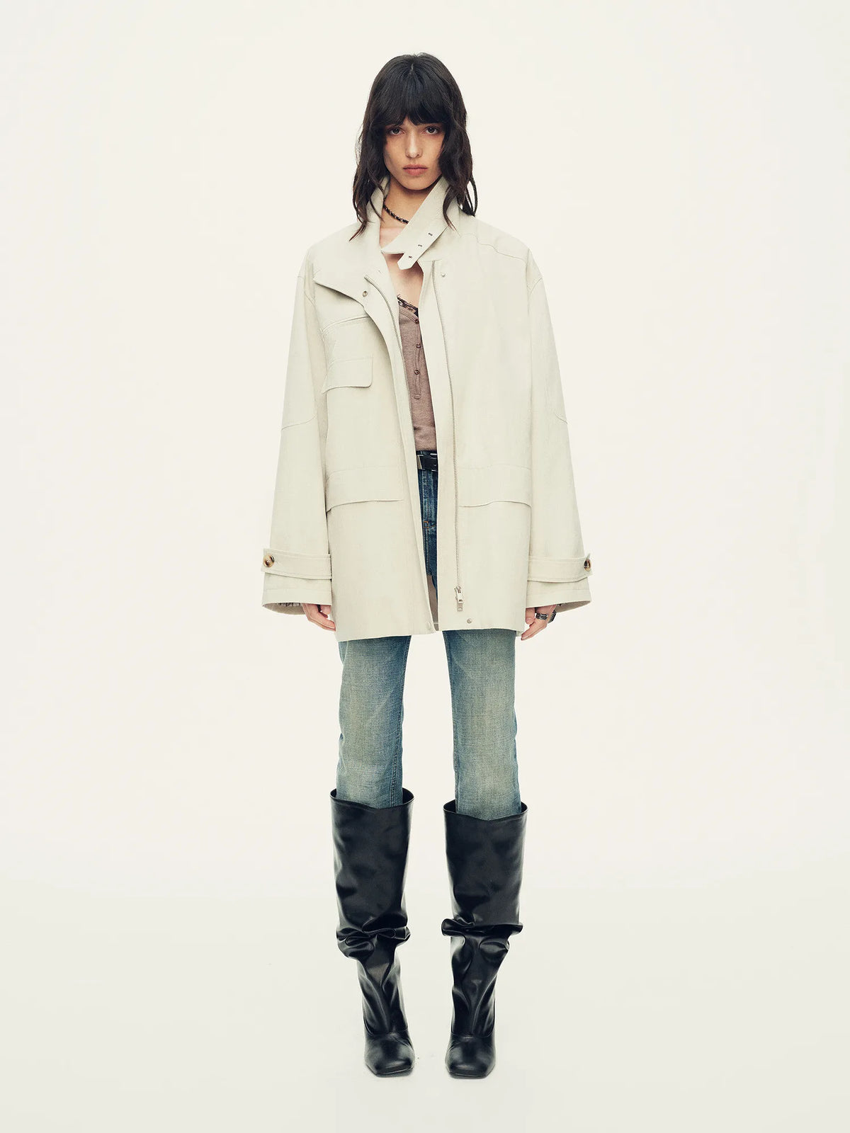 Firelady Fur Women's Goose Down Parka with Detachable Curly Shearling Collar