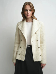 Firelady Fur Women's Mohair-Alpaca Coat – Cropped Double-Breasted