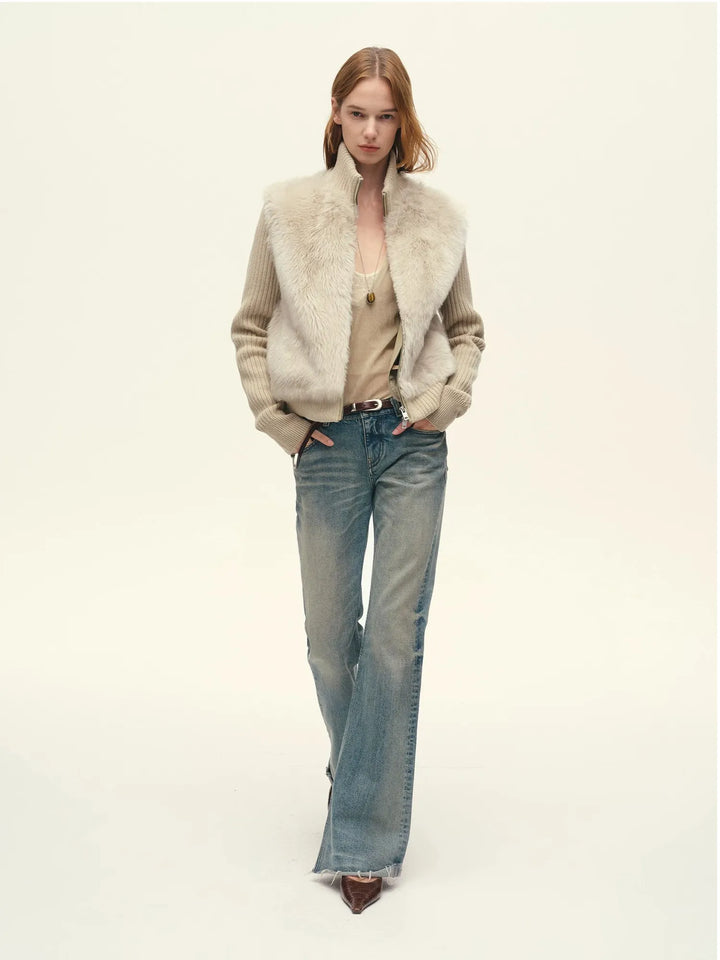 Firelady Fur Women's Italian Tuscan Shearling Coat – Detachable Knit Sleeves & Convertible Collar