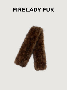 Women's vintage woven mink fur scarf in Brown – product and material detail | Firelady Fur