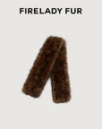 Women's vintage woven mink fur scarf in Brown – product and material detail | Firelady Fur