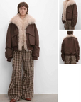 Brown Fireladyfur Winter is Coming detachable fur trim parka front and back detail views