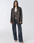 Vintage suede/waxy goatskin leather mid-length suit jacket Bavaria - 12