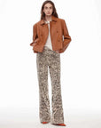 Nth power orange brown suede leather jacket model view