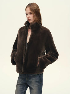 Firelady Fur Women's Australian Merino Shearling Coat – Cropped Cocoon Silhouette with Convertible Collar