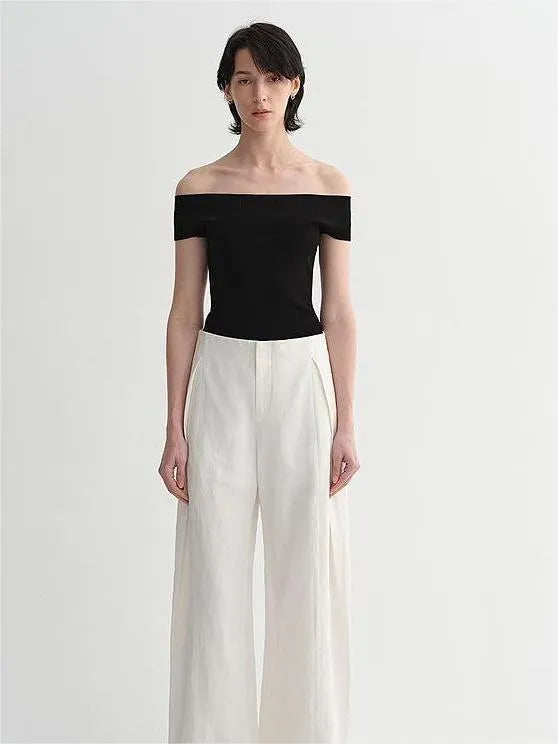 Mulberry silk blended one-shoulder strapless elegant multi-color knitted summer top T-shirt for women