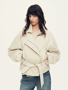Firelady Fur Women's Cropped Down Parka with Detachable Shearling Collar