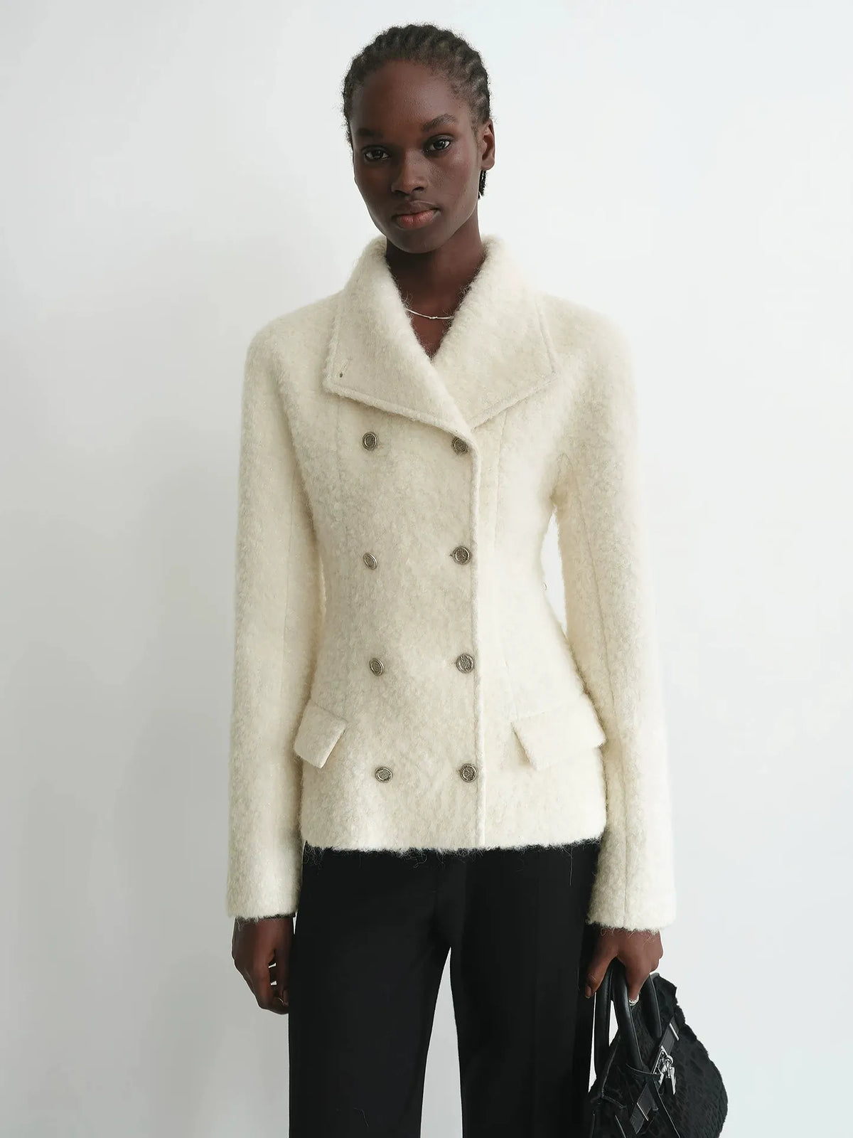 Firelady Fur Women's Mohair-Alpaca Coat – Cropped Double-Breasted