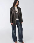 Vintage suede/waxy goatskin leather mid-length suit jacket Bavaria - 13