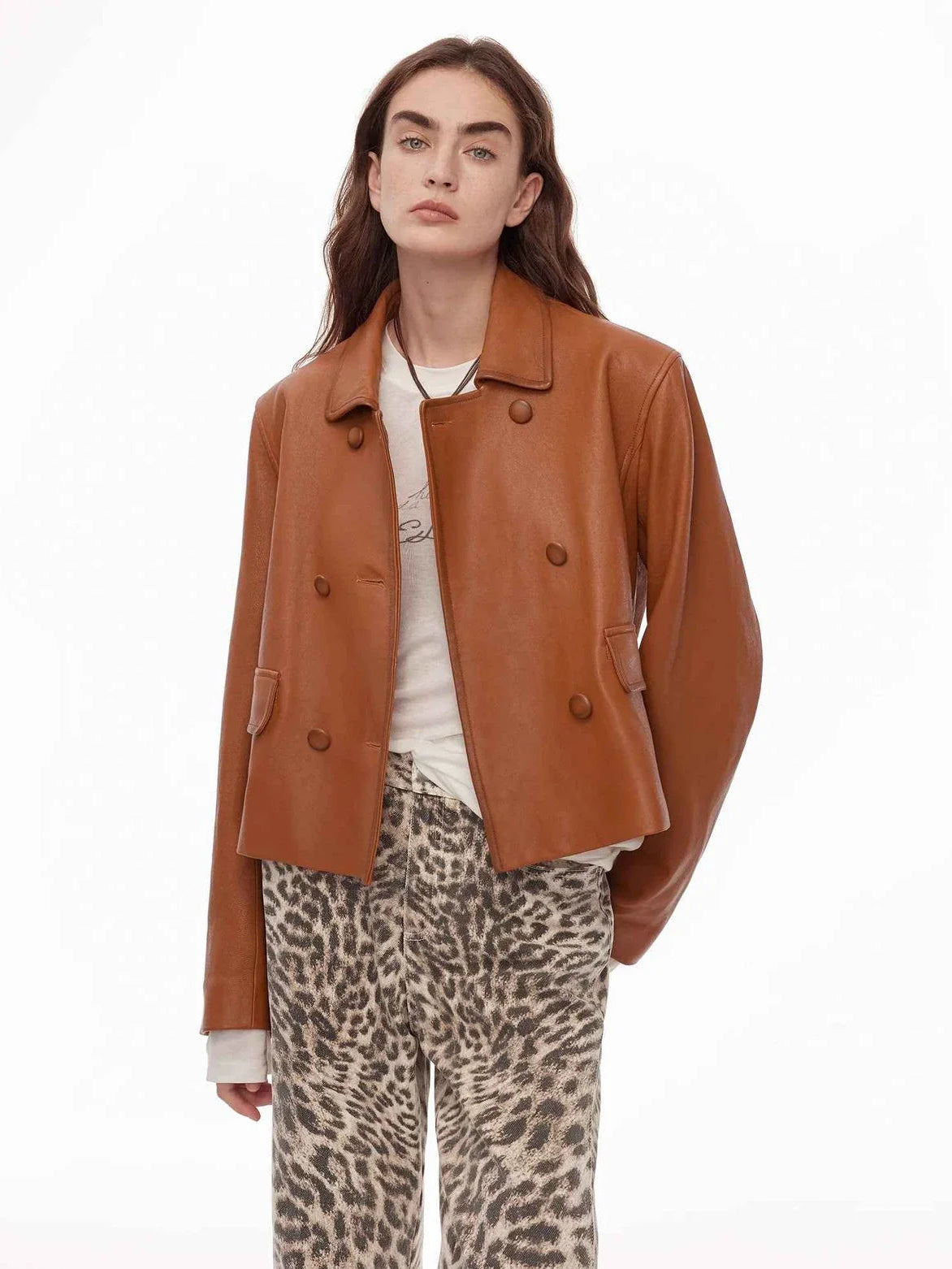 Nth power orange brown suede leather jacket close styling