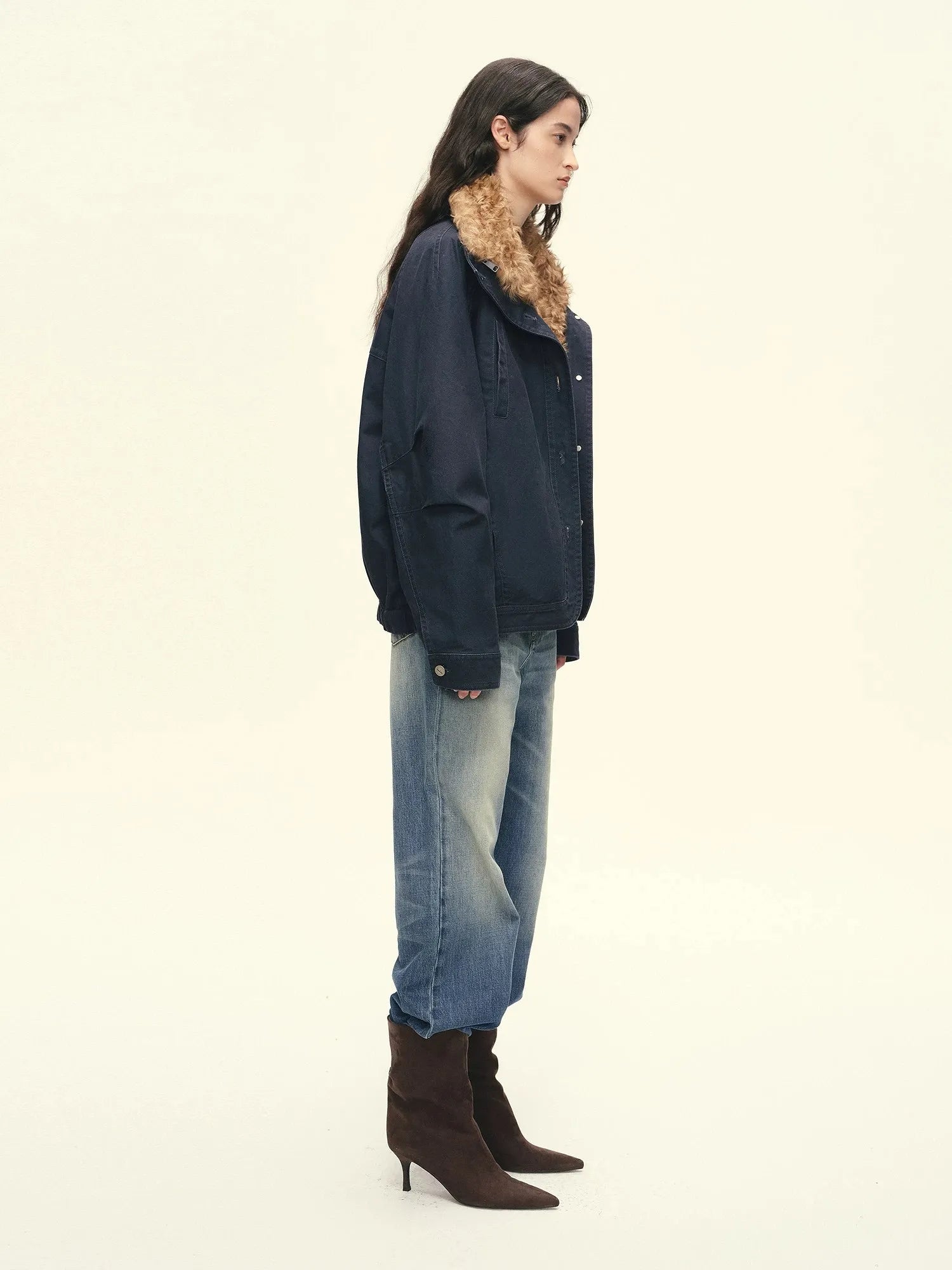 Firelady Fur Women's 90% Goose Down Parka – Enzyme-Washed Shell & Detachable Curly Hu Sheep Fur Collar