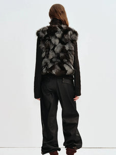 Firelady Fur Women's Saga Furs Fox Fur Jacket with Removable Wool-Knit Sleeves "Caramel Mocha"