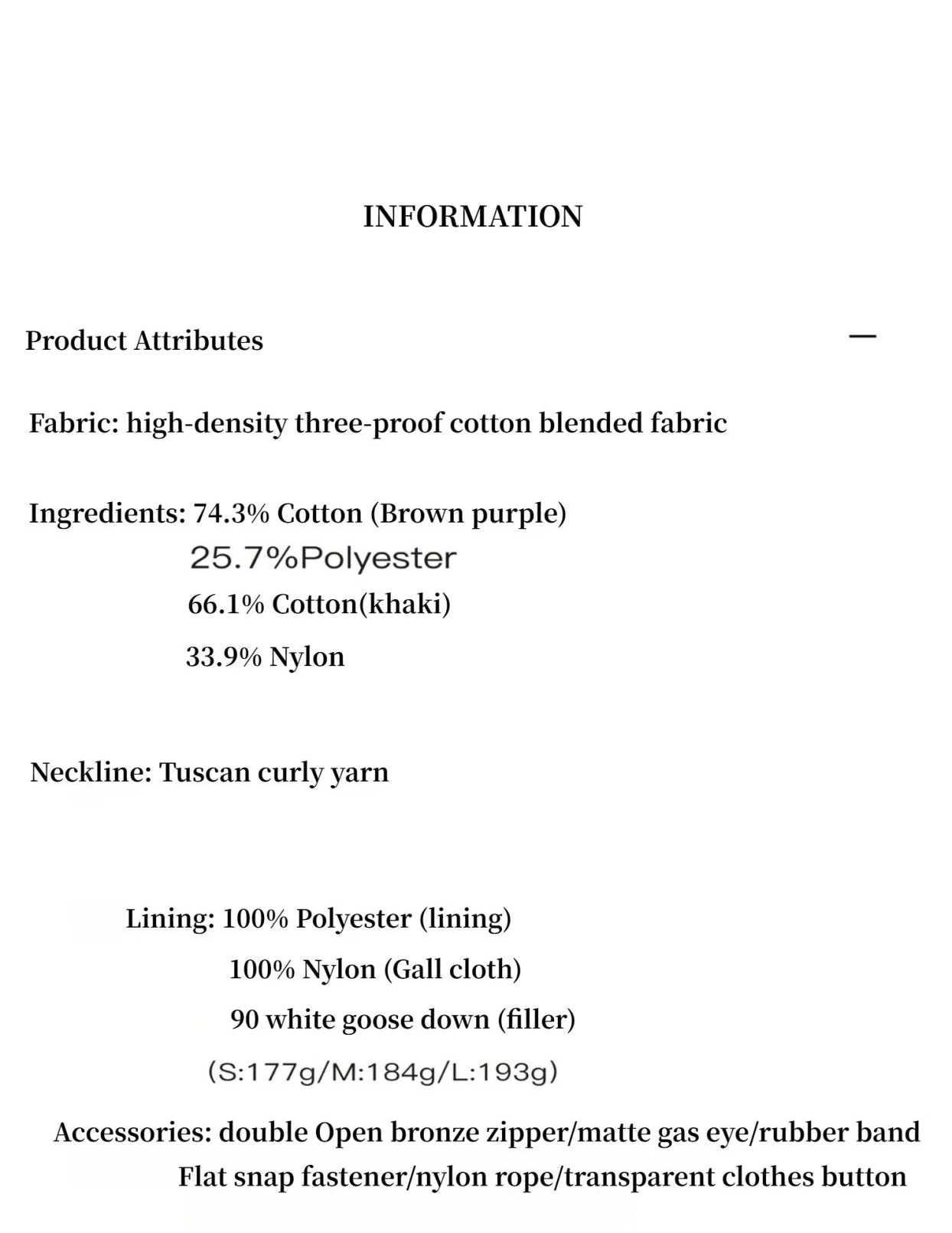 Fireladyfur Modern Introduction goose down parka product information materials and care