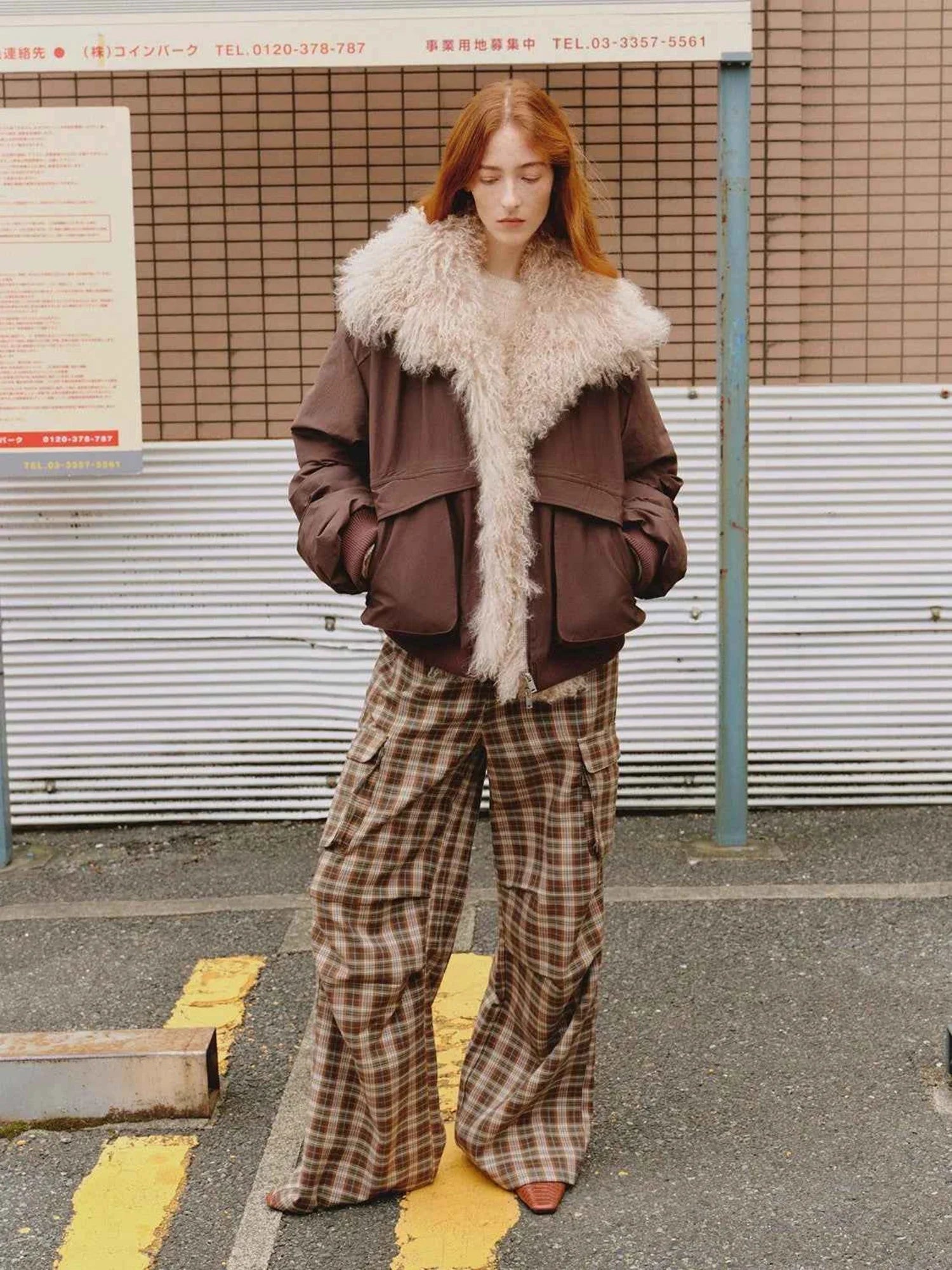 Brown Fireladyfur Winter is Coming detachable fur collar down jacket street style full body