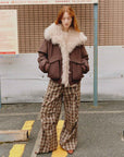Brown Fireladyfur Winter is Coming detachable fur collar down jacket street style full body