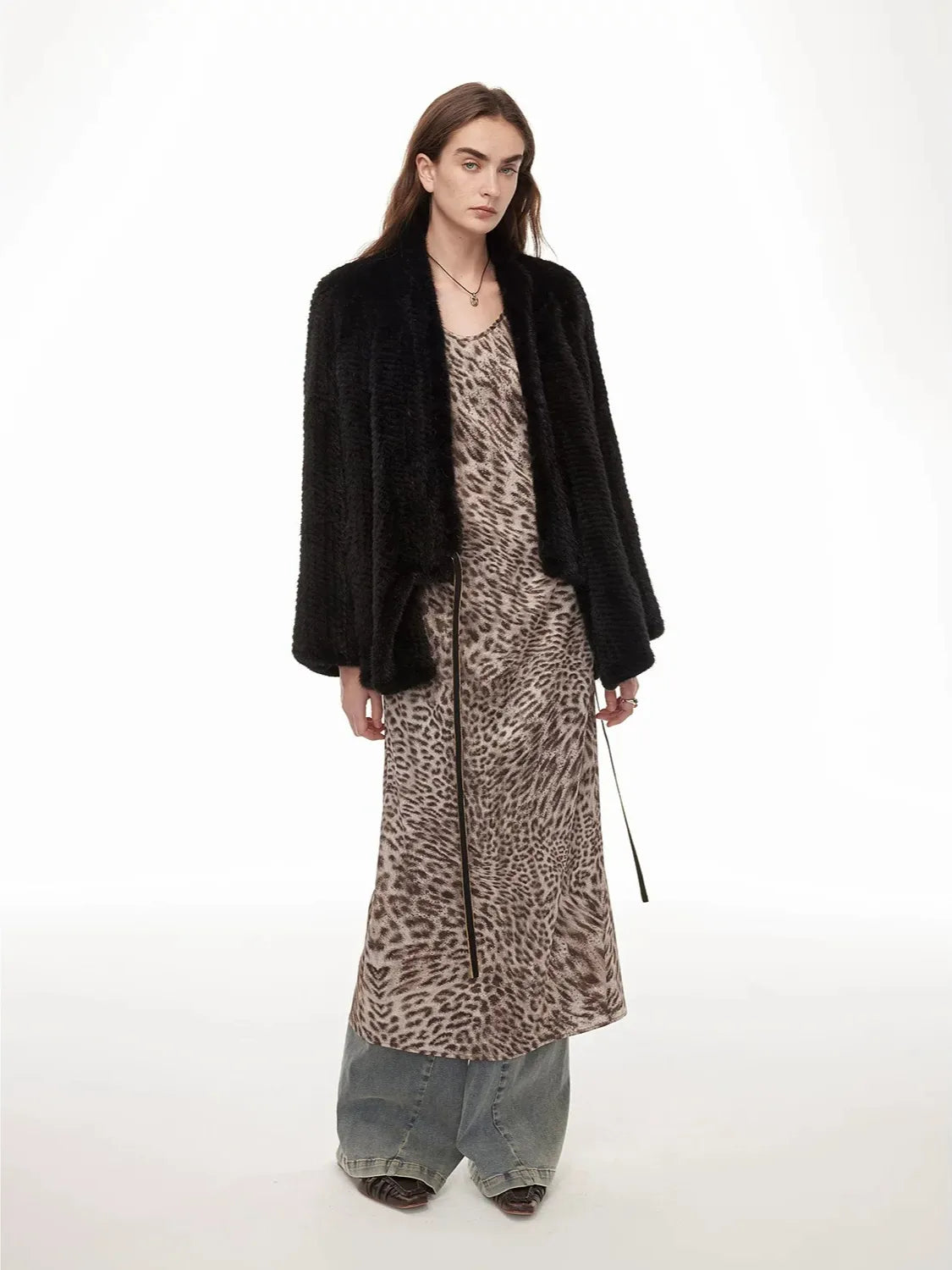 Firelady Fur Women's Copenhagen Mink Fur A-Line Coat with Double-Sided Knit Texture "Quiet Luxe"