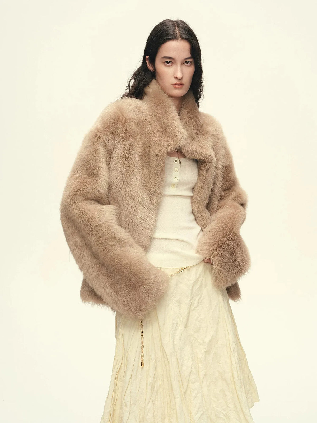 Firelady Fur Women's Toscana Shearling Coat – Convertible Stand Collar