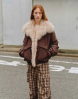 Brown Fireladyfur Winter is Coming waterproof warm down parka street front view
