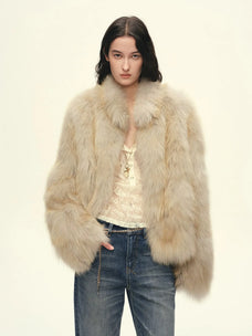 Firelady Fur Women's Finnish Saga Furs Crown Grade Fox Fur Coat – Custom-Dyed Cropped Stand-Collar Jacket